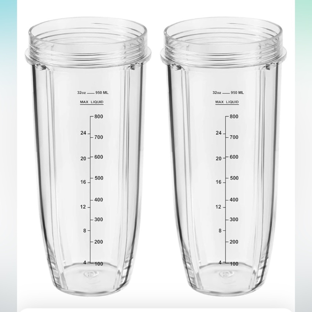 NutriBullet Clear Blender replacement 32oz. Cups Set of Two. New in Box